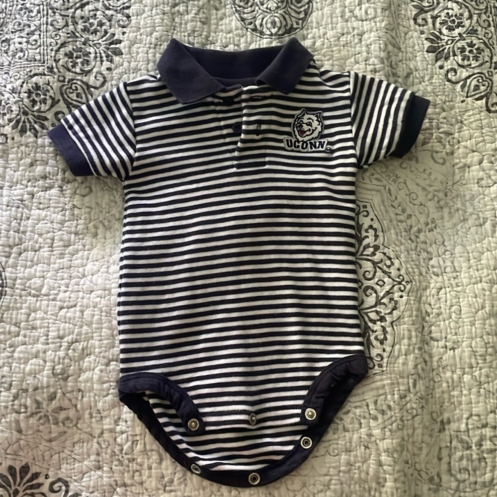 UCONN baby collared bodysuit